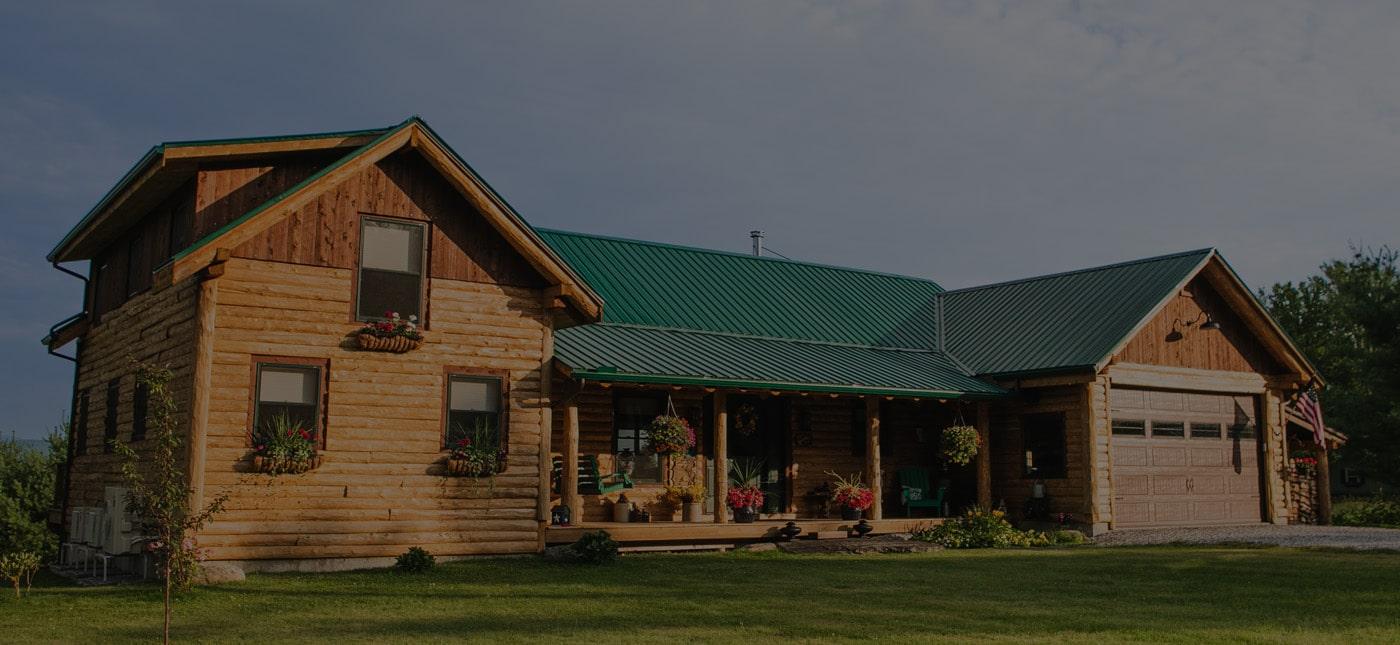 a custom log home in Vermont